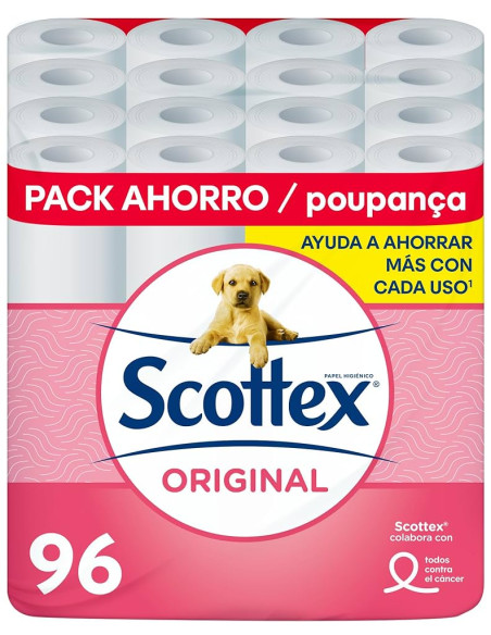 Scottex Papel Higiénico Original 96 rollos, 6 packs de 16 rollos