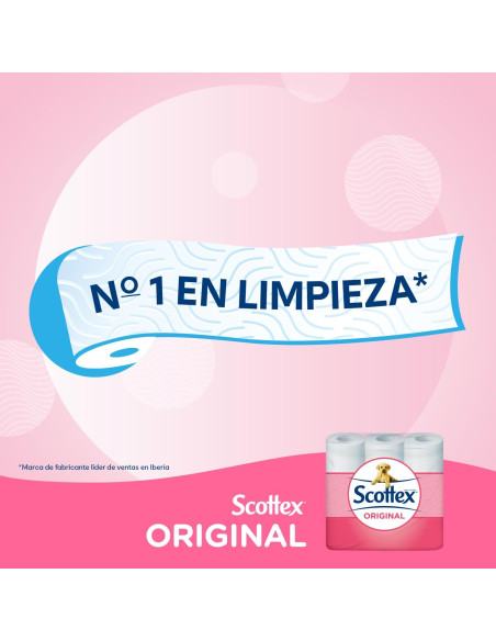 Scottex Papel Higiénico Original 96 rollos, 6 packs de 16 rollos