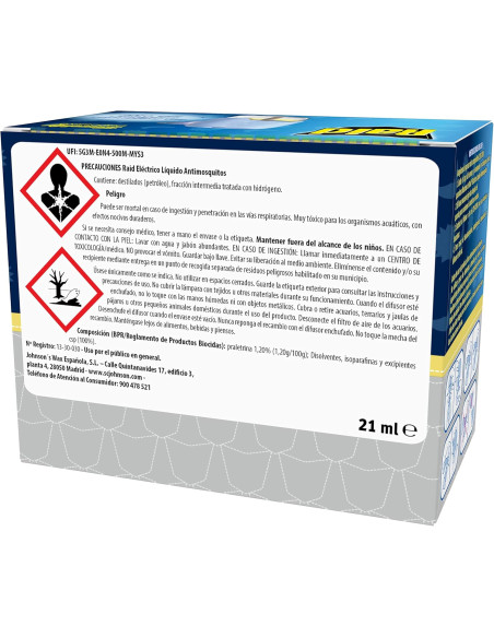 Raid® Eléctrico líquido Family 30 noches - Enchufe anti mosquitos común y tigre 2 en 1
