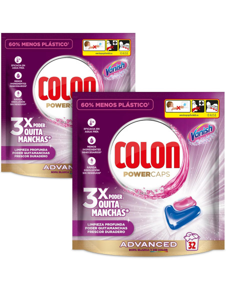 Colon Vanish Advanced Detergente quitamanchas adecuado para ropa blanca y de color 32 ud