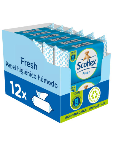 Papel Higiénico Humedo FRESH Scottex 38UD x 12