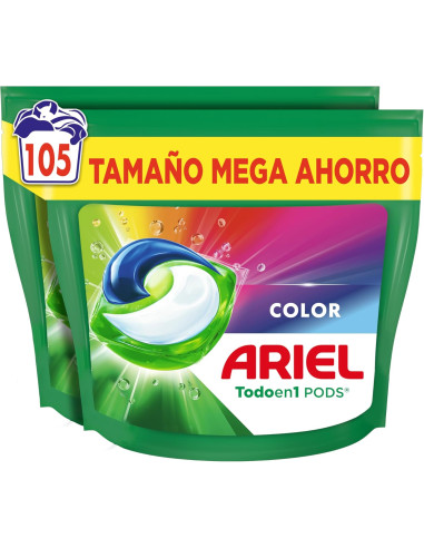 Ariel PODS Todo en 1 Detergente Lavadora Liquido 105 Capsulas/Pastillas, Jabon Extra Cuidado del Color