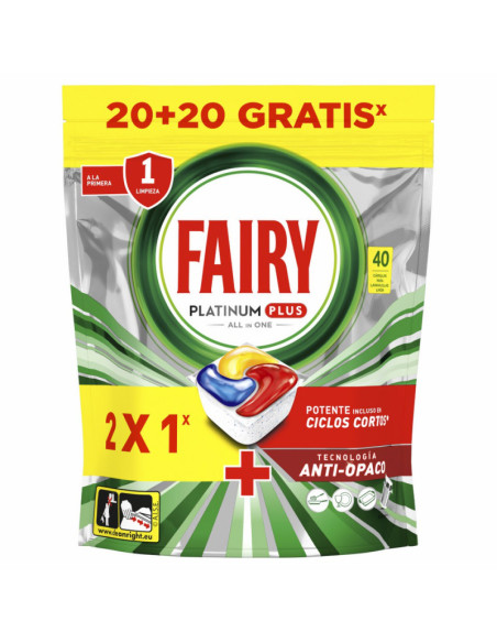 FAIRY DETERGENTE LAVAVAJILLAS PLATINUM PLU 20+20LIMON