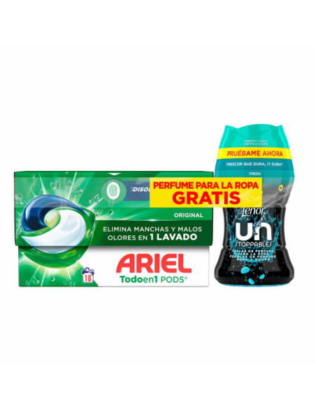 ARIEL DETERGENTE CAPS PODS 18 + LENOR FRESH 150