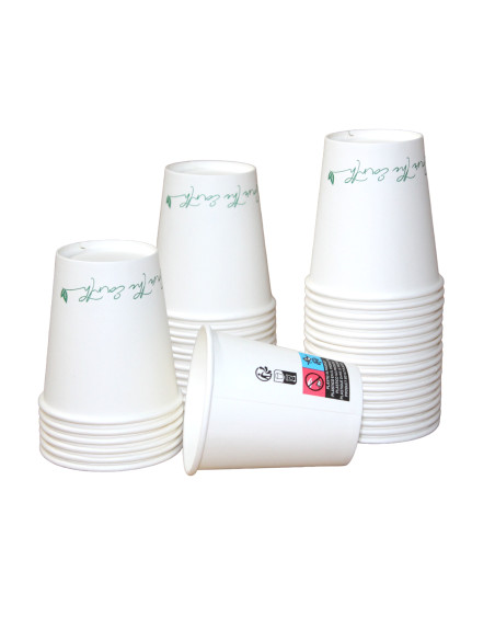 Vaso Cartón Blanco Bio 200cc 7oz Save The Earth (50 uds)
