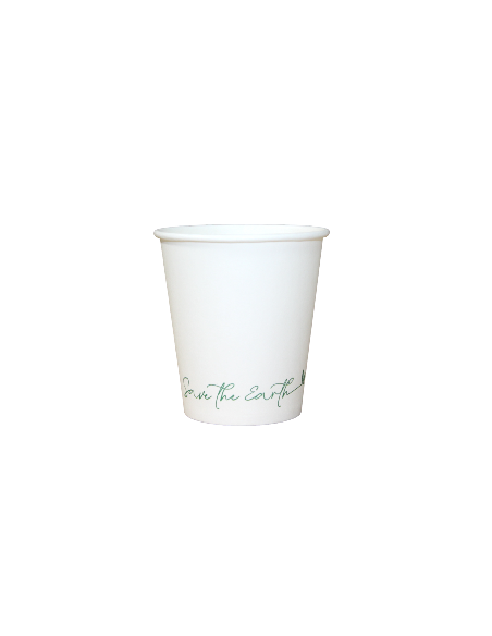 Vaso Cartón Blanco Bio 200cc 7oz Save The Earth (50 uds)